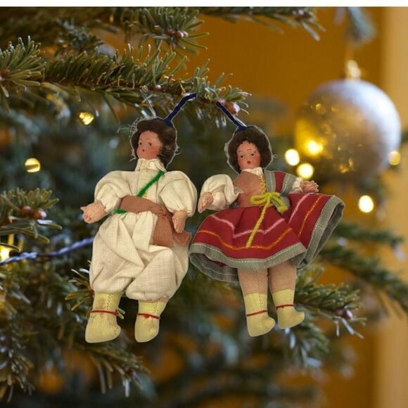 Vintage Cossack Traditional Folk Dancers Wedding Cloth Man Woman Attached Dolls - Picture 8 of 15